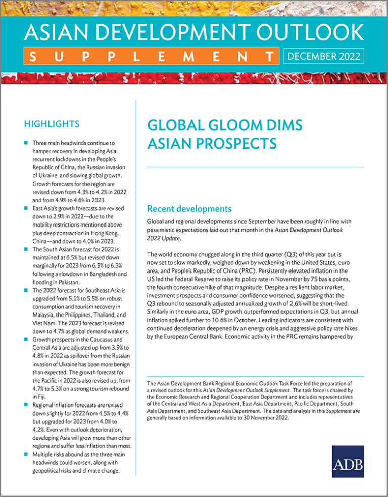 Asian Development Outlook (ADO) 2022 Supplement: Global Gloom Dims Asian Prospects